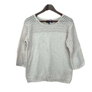 Michael Stars Womens Top Ivory Crochet Pullover M